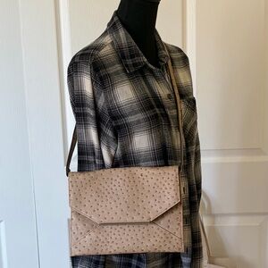 Merona Beige Pebbled Ostrich Texture Envelope Crossbody Bag